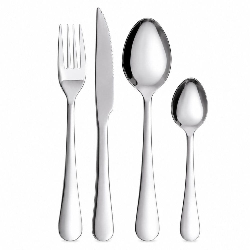 Kit 16/24 Talheres Inox Premium Cabo Plástico Faca Churrasco Garfo Colher Mesa/Cha Conjunto Completo