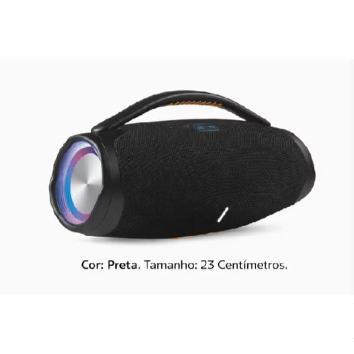 Caixa de Som Boombox Preto 23CM - Potência 70W, Bluetooth, Rádio FM e AUX