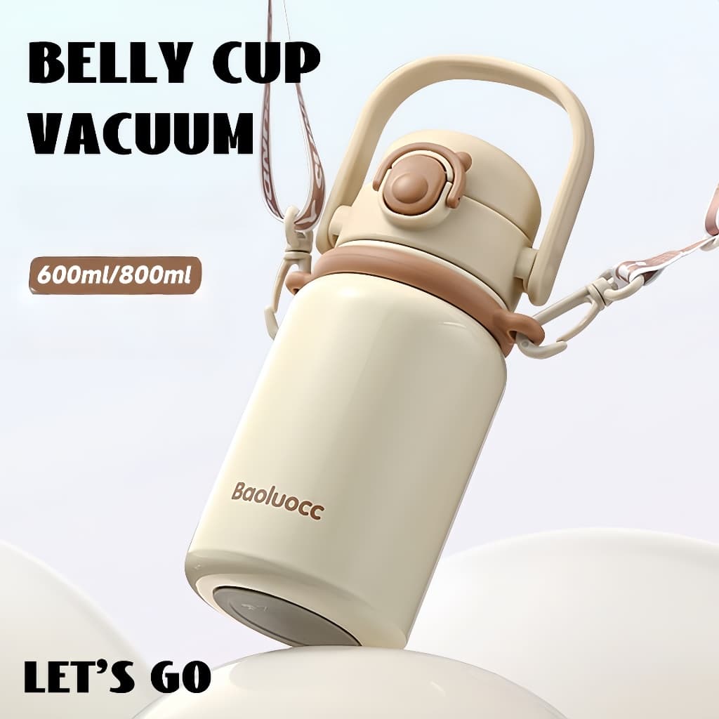 Garrafa Térmica CUP Dupla Boca 316 Inox com Alça e Alça de Ombro 600/800ml