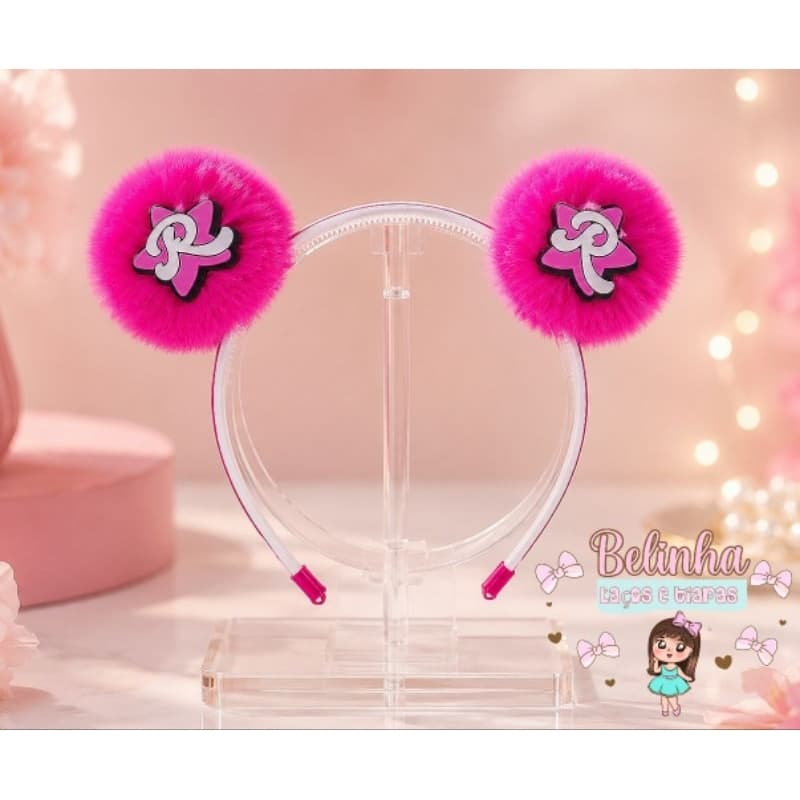 Tiara Pompom Emilly Vick Rosa Luxo Infantil | Tiara Menina Delicada Fashion Festa Aniversário Ensaio Fotográfico