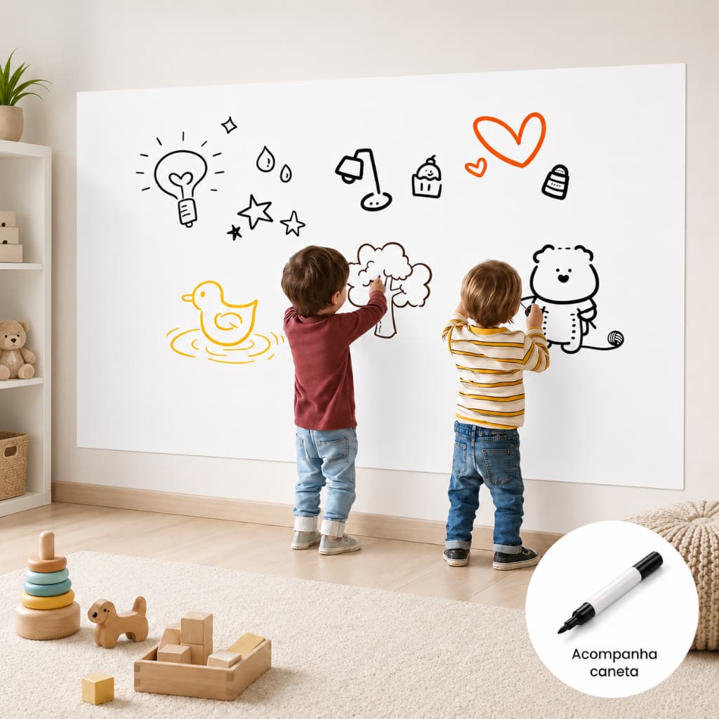 Papel Adesivo de Parede Lousa Branca com caneta Reutilizável Quadro Branco Desenho