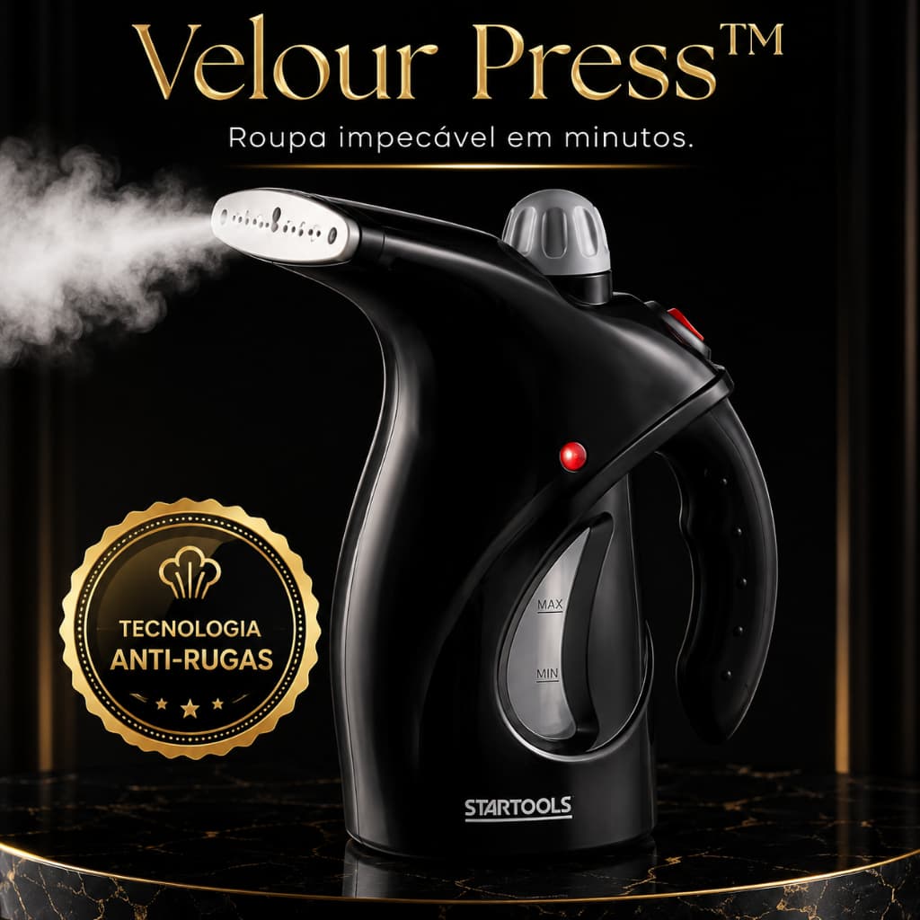 Passadeira a Vapor Portátil Velour Press™ 127V Removedor de Rugas Vapor Rápido para Roupas Preto