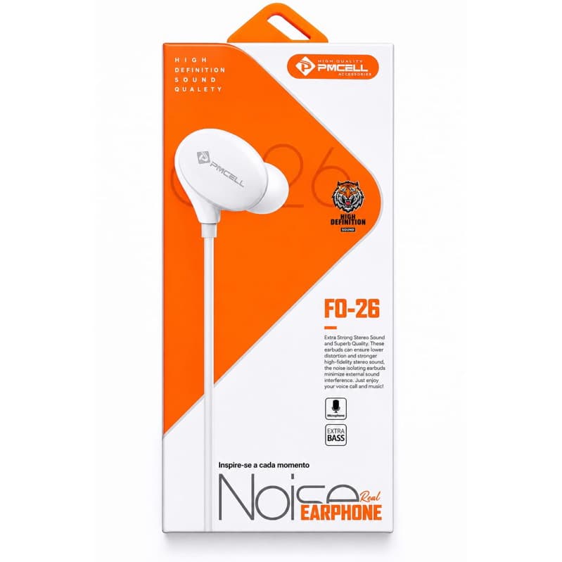 Fone de Ouvido com Fio Entrada P2 Intra-Auricular PMCELL Slim FO-26 - 50 Para Celular, Computadores e Controles