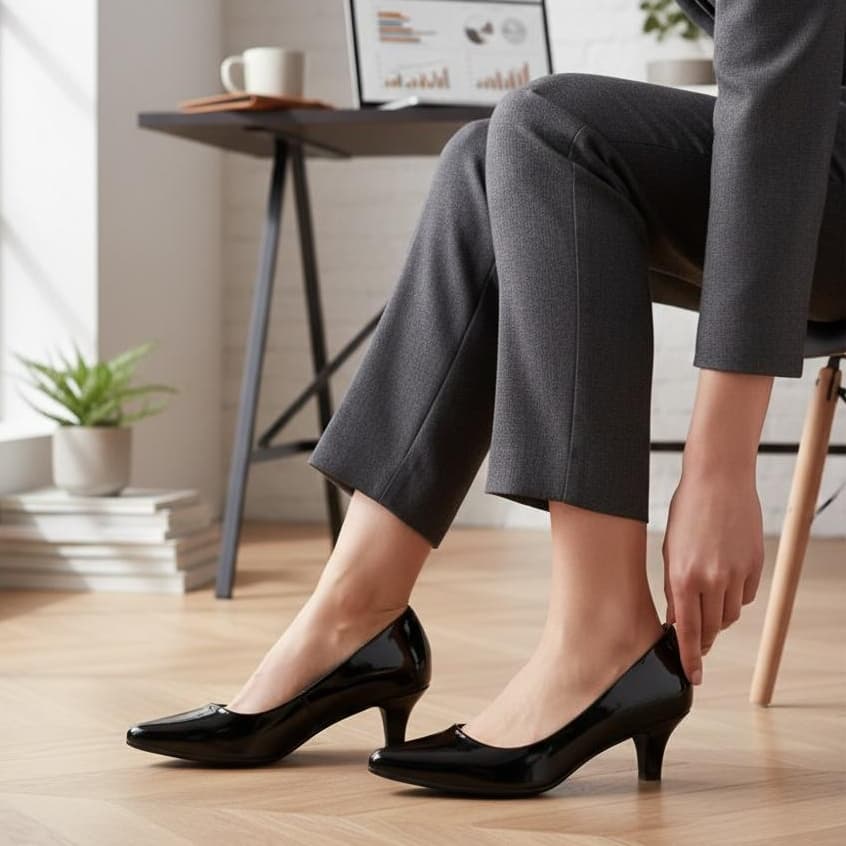 Scarpin Sapato Social Feminino Salto Médio 5cm Bico Fino Elegante Preto Confortável Clássico