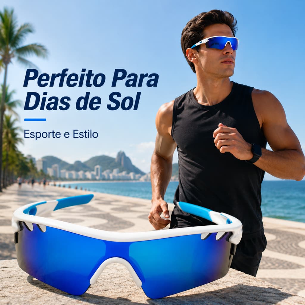 óculos de sol lente polarizada para esporte masculino e feminino óculos para ciclismo lente espelhada azul
