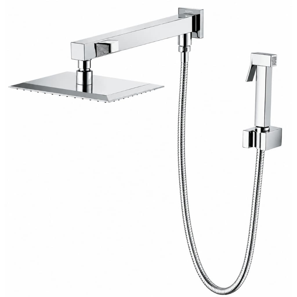 Ducha Slim Quadrada 25cm. Com Desviador Cromado Metal