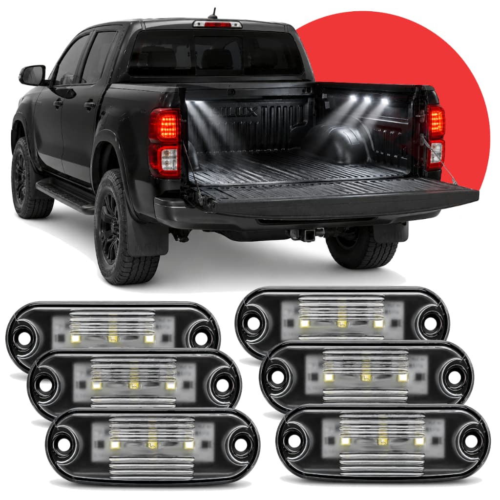 Kit 6 Leds Para Caçamba Iluminação Carga Clarear Iluminar Camionete Strada Saveiro S10 Hilux Ranger Toro Frontier Triton
