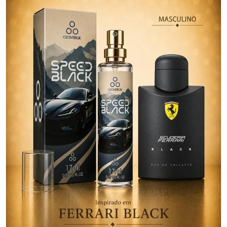 Perfume Masculino Ozonteck Speed Black Inspiração em Grife Famosa | 17ml | Fixação 8h-12h