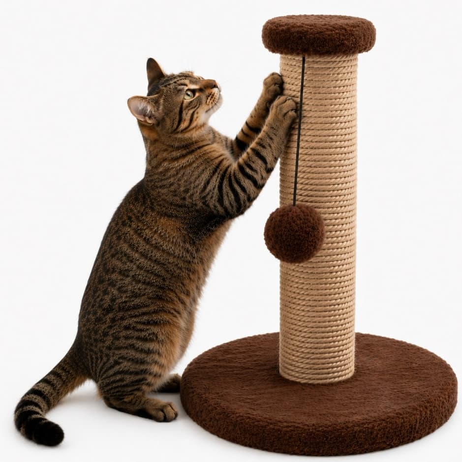 Arranhador Para Gatos Poste Sisal Com Brinquedo Bolinha 38cm