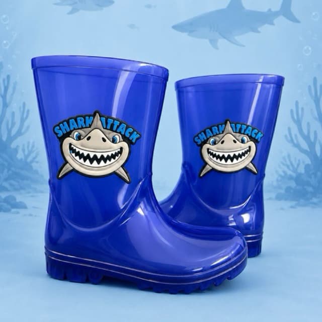 Galocha Infantil Menino Cano Longo Shark Bota Confortável Macia e Leve
