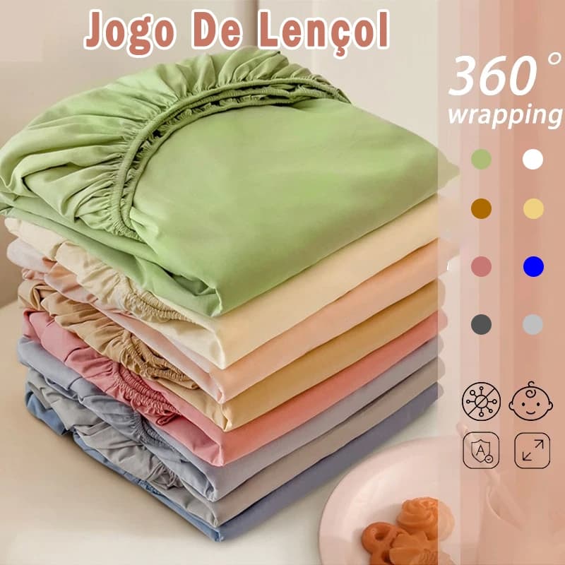 Jogo De Cama 400 fios Micropercal Extra Macio Com Fronhas Alta qualidade Várias Cores