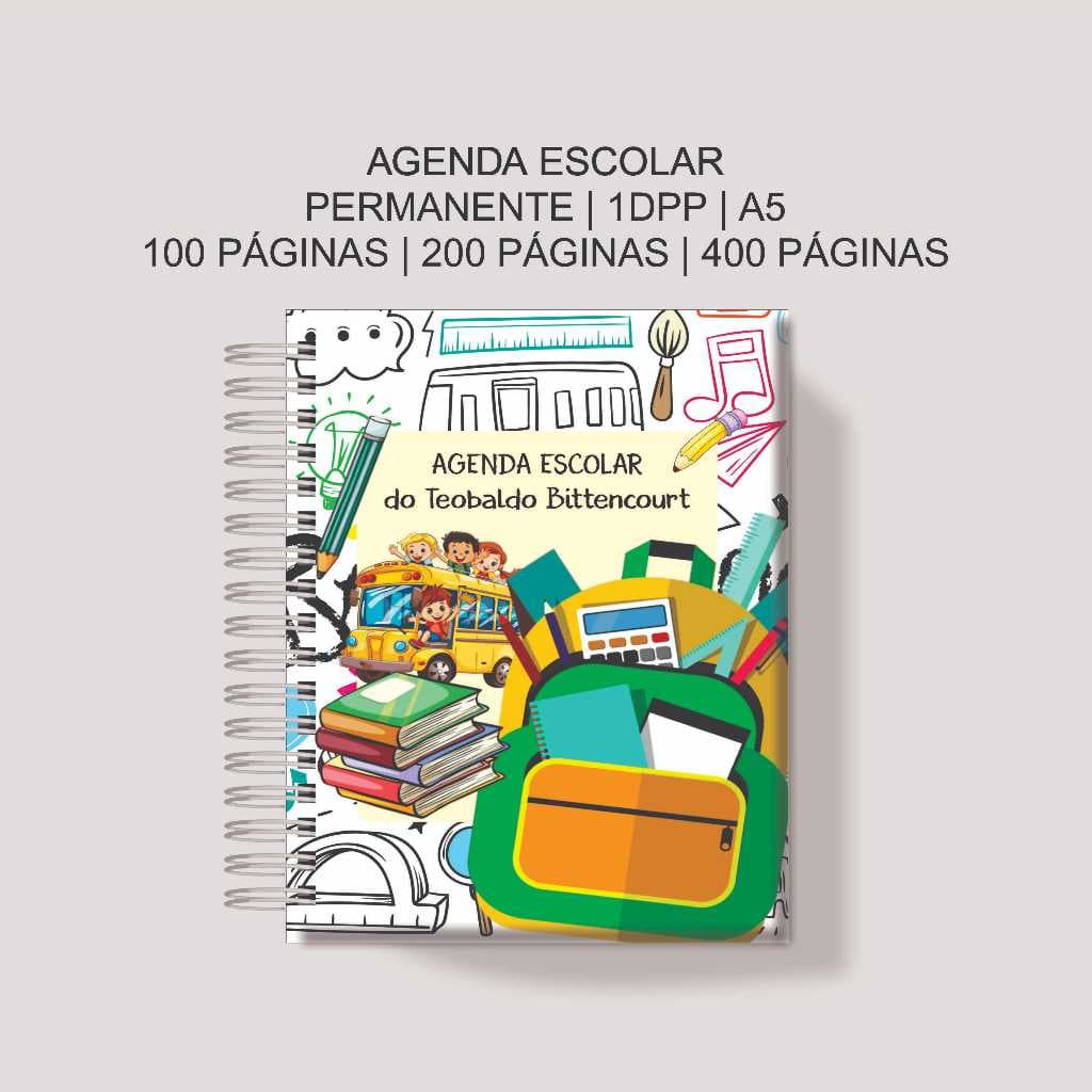 Caderno Escolar Personalizado - Permanente 1DPP - Envie o Nome no Chat | Agenda Escolar, Anotações