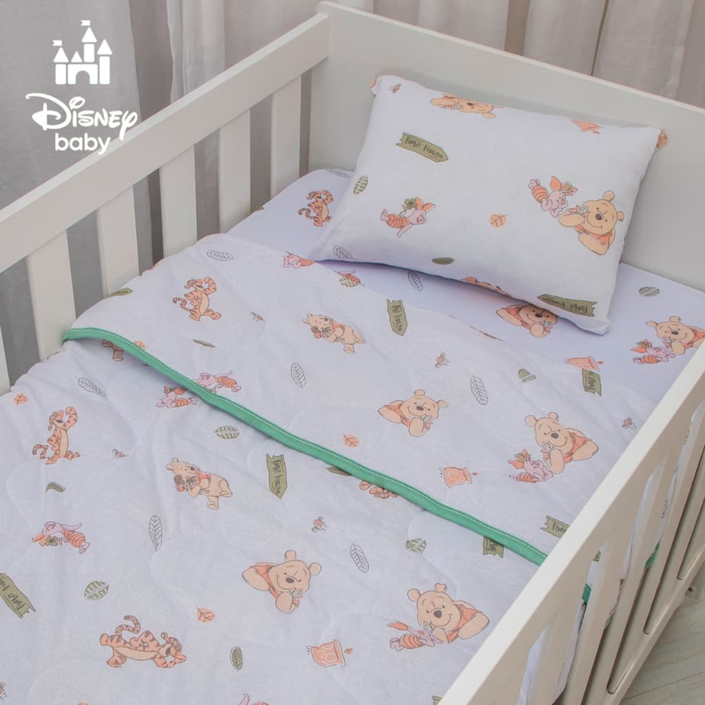 Jogo de Lençol Berço Ursinho Pooh Disney Baby 100% Algodão 2 Peças ou 3 Peças com Edredom