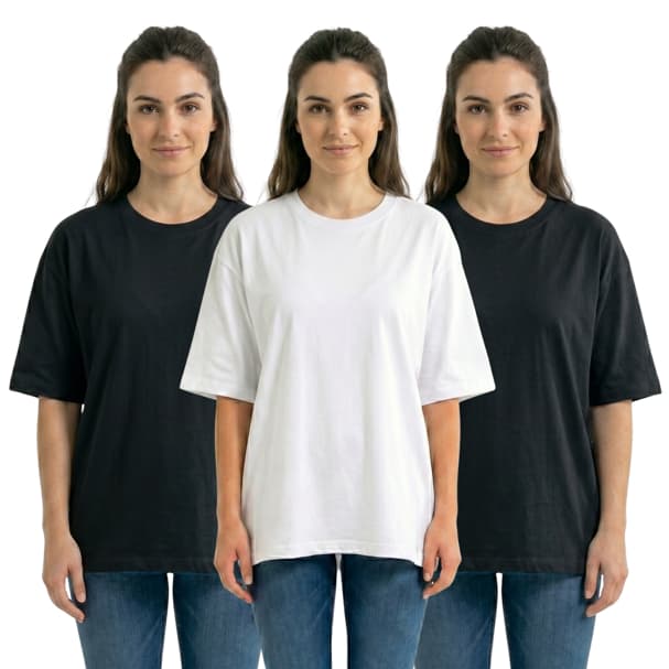 Kit 3 Camisetas Oversized Femininas Premium Algodão Casual Confortável Streetwear Tendência Trabalho Passeio