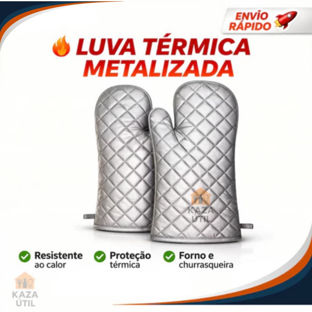 Luva Térmica Metalizada para Forno Cozinha Resistente ao Calor Antiderrapante