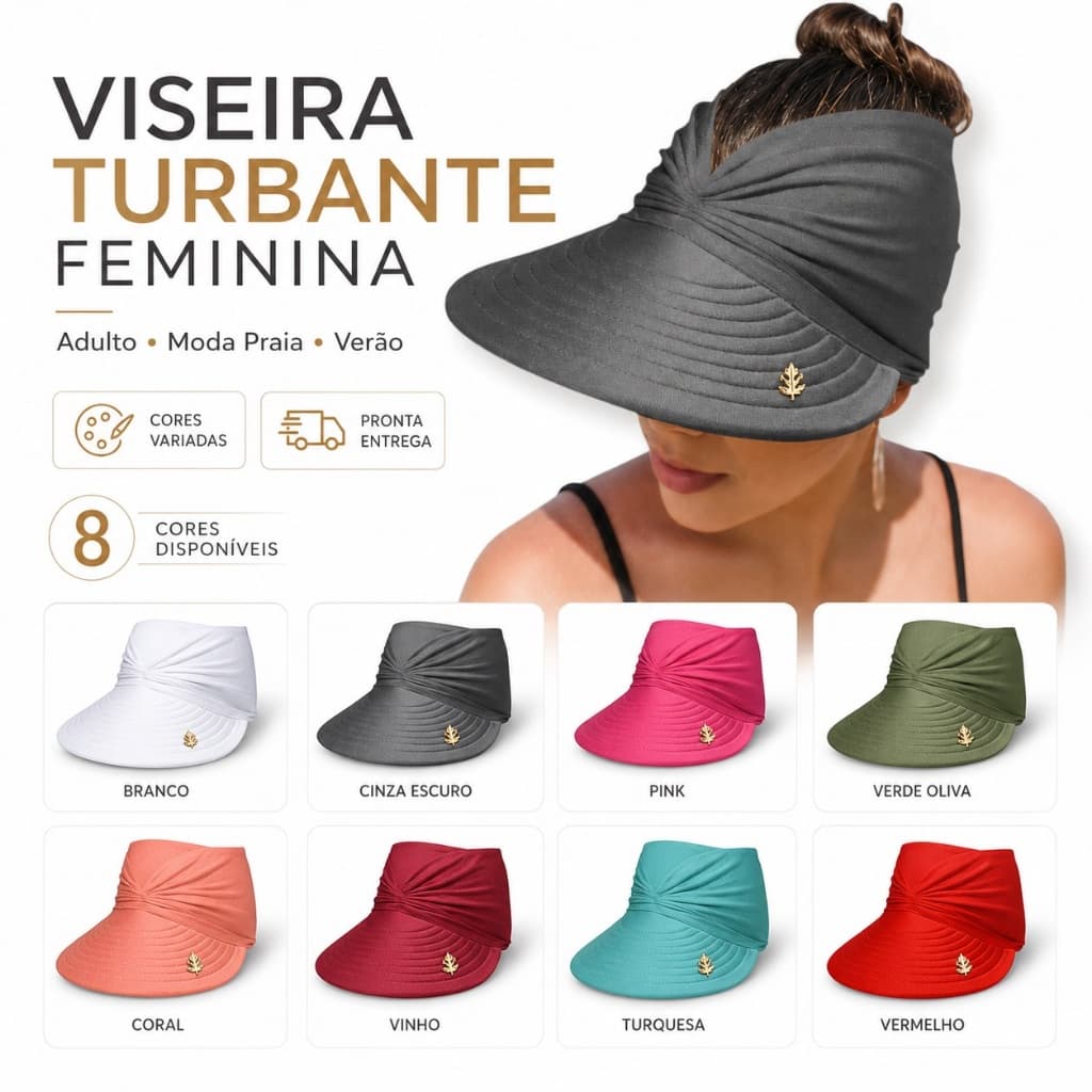 Viseira Feminina Turbante Adulto Moda Praia Verão