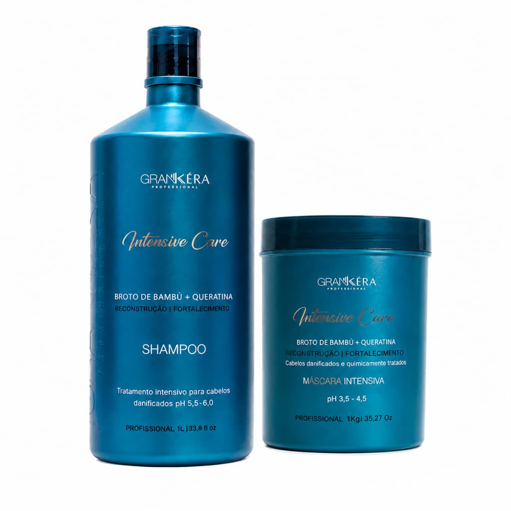 Kit Shampoo e Máscara Broto de Bambu Intensive Care Grankéra 1L e 1Kg Profissional Brilho e Nutrição