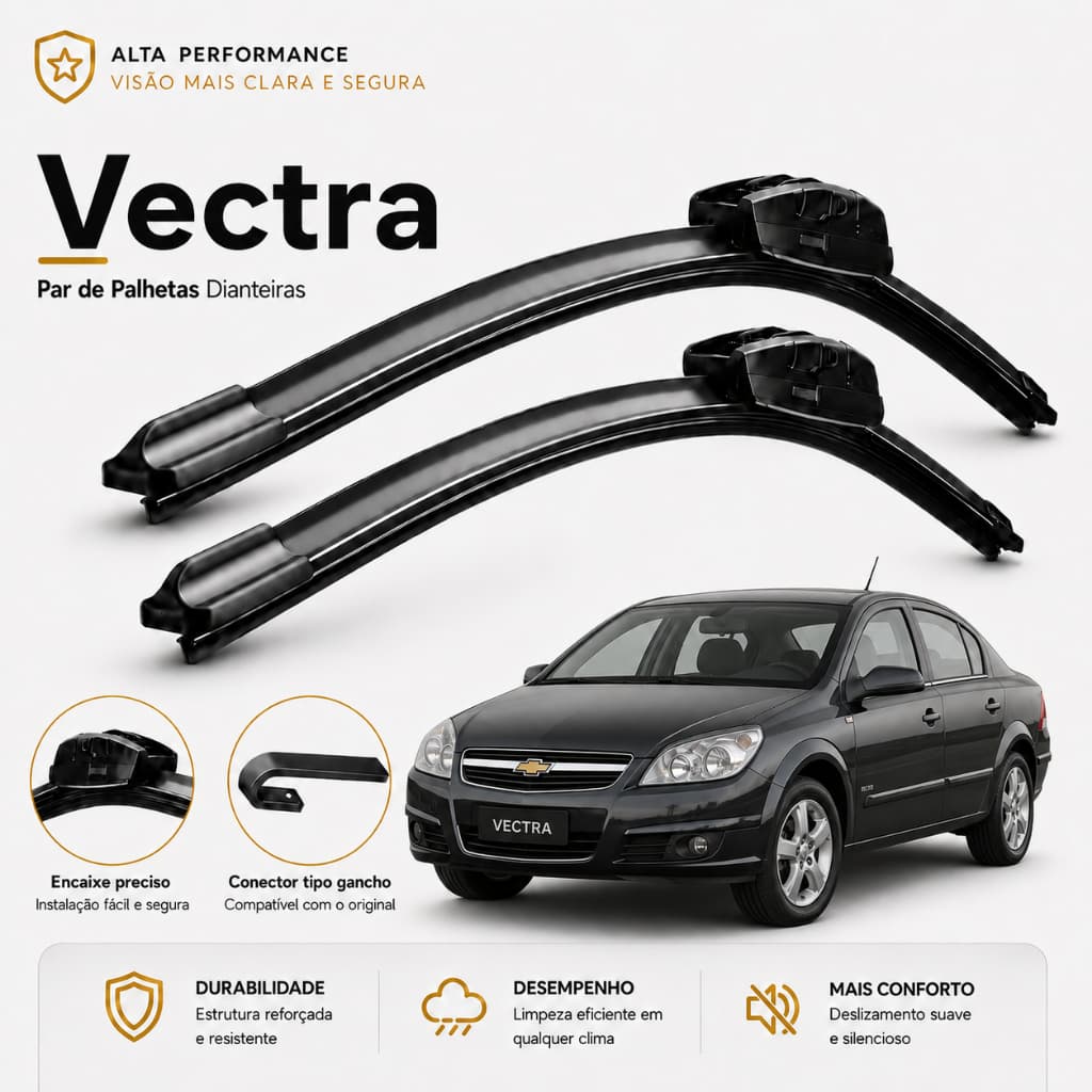 Par Palhetas Limpador Para-brisa Vectra 2006 a 2008 Silicone  Encaixe Original