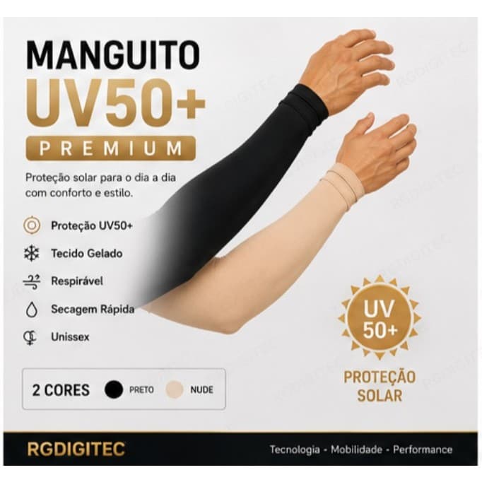 Manguito Esportivo UV-50+ academia ciclismo vôlei proteção de braço pesca corrida caminhada proteção solar mangote luva