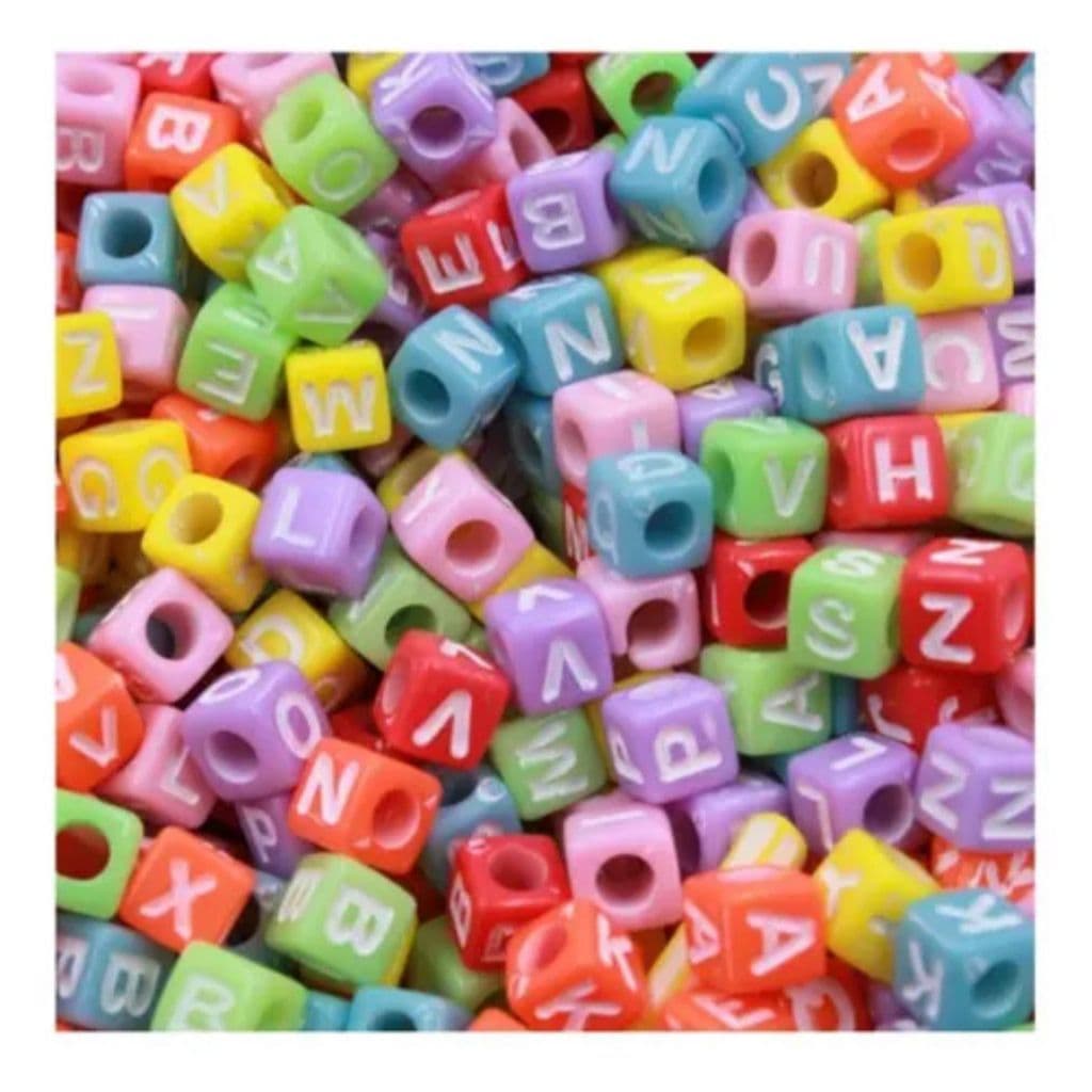 Kit Miçanga Letras Coloridas Alfabeto 350 Peças 55g Para Pulseiras Artesanato
