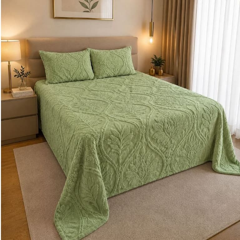 Cobertor Manta Cobre Leito Colcha Aconchego Casal Queen 2,40x2,60 com 02 fronhas