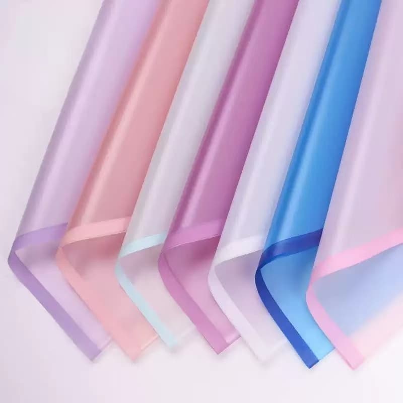 Kit Com 20 Poli Sujinho Papel 56*54 Cm Cor Liso Decorado Com Borda Fosca Fina para Embrulhar Buquê e Presente-263605