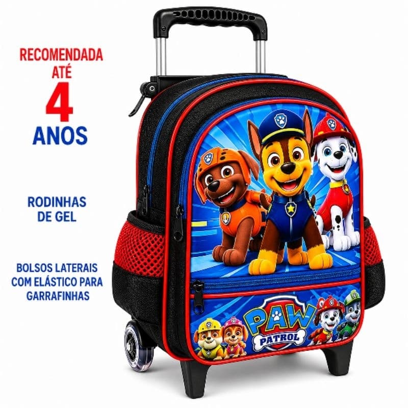 Mochila Escolar Infantil Creche Pequena Com Rodinha Todos Os Personagens Para Menino