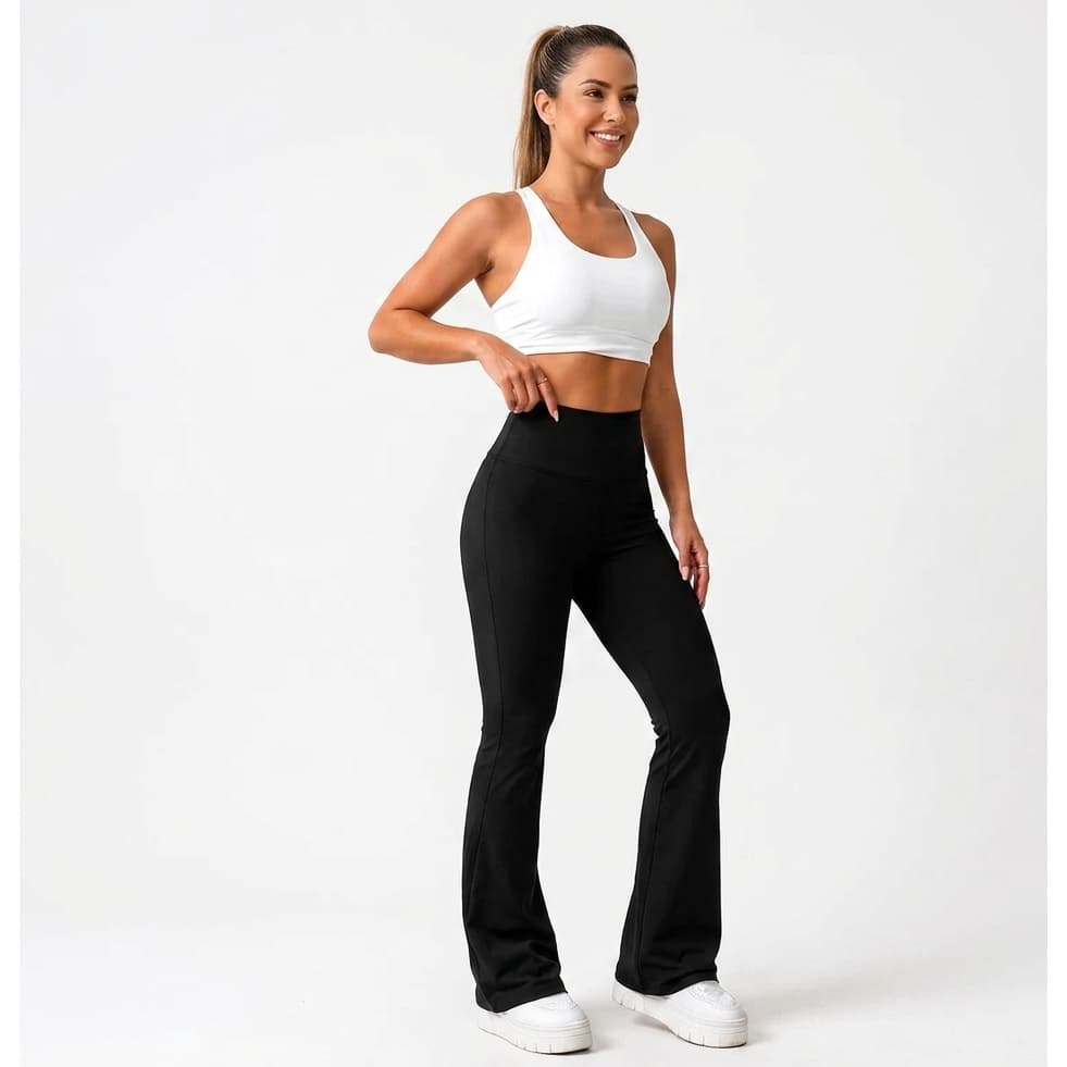 Calça Legging Bailarina Flare Boca de Sino Cintura Alta Modela bumbum ZERO Transparencia