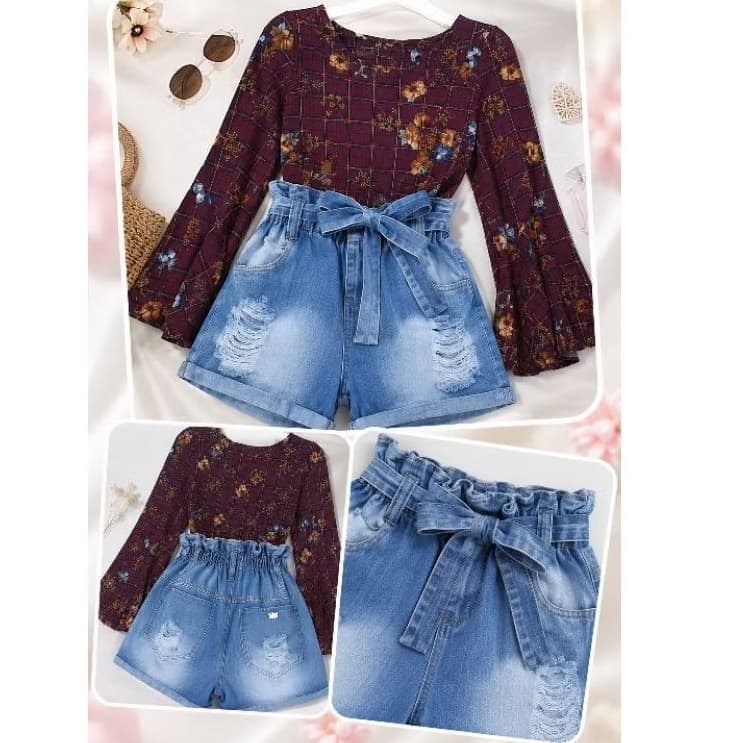 SHORT JEANS PREMIUM, CÓS ALTO COM CINTO ELÁSTICO NO CÓS DO SHORT COMPRIMENTO BERMUDINHA,LOOKS PERFEITOS