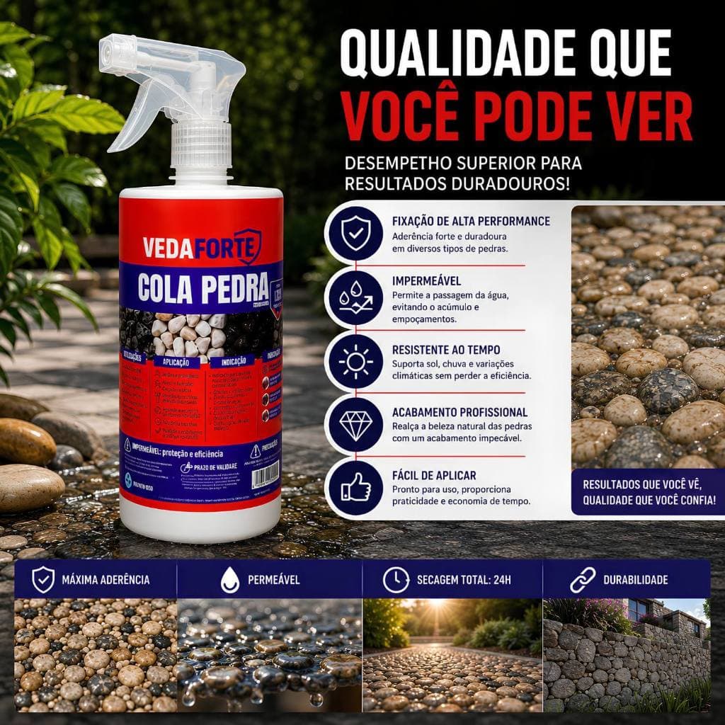 Cola Pedra Fixador de Pedras para Jardim Veda Forte [1 Litro]