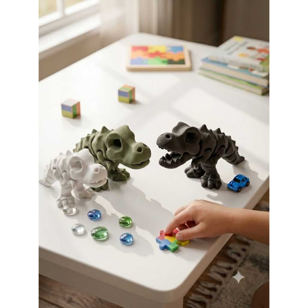 Brinquedo Dinossauro T-rex Articulado Estímulo de Coordenação Motora e Criativa da Criança