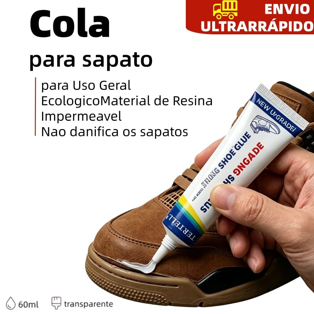Cola Para Reparo De Calçados Forte Transparente Sapateiro Solado De Tênis Sapatos Universal 60ML Incolor e inodoro cola