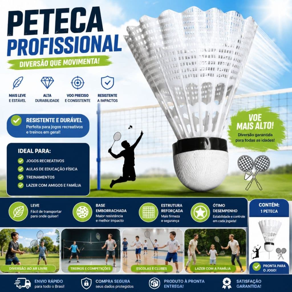 Peteca para Badminton Para Recreação e Esporte Brincar ao Ar Livre