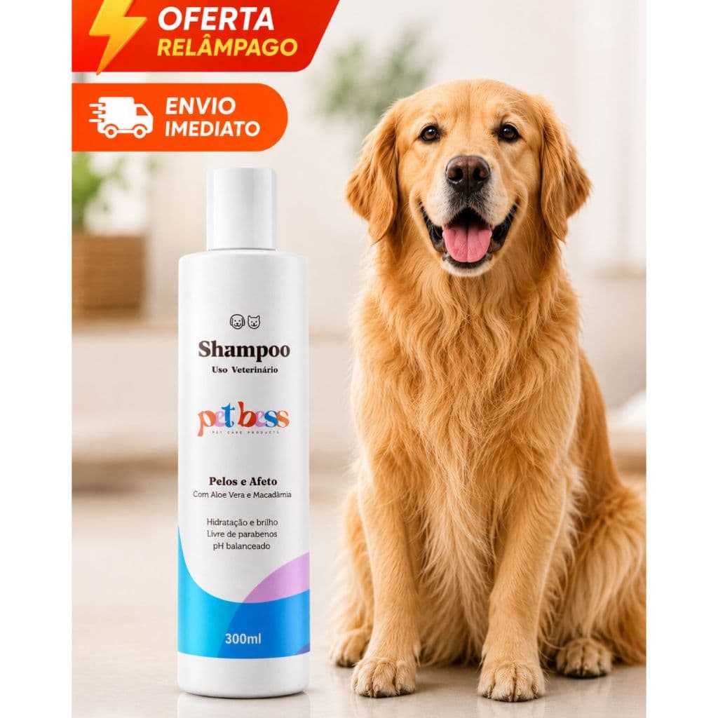 Shampoo Pet Hidratante Para Cães e Gatos - Aloe Vera e Macadâmia 300ml