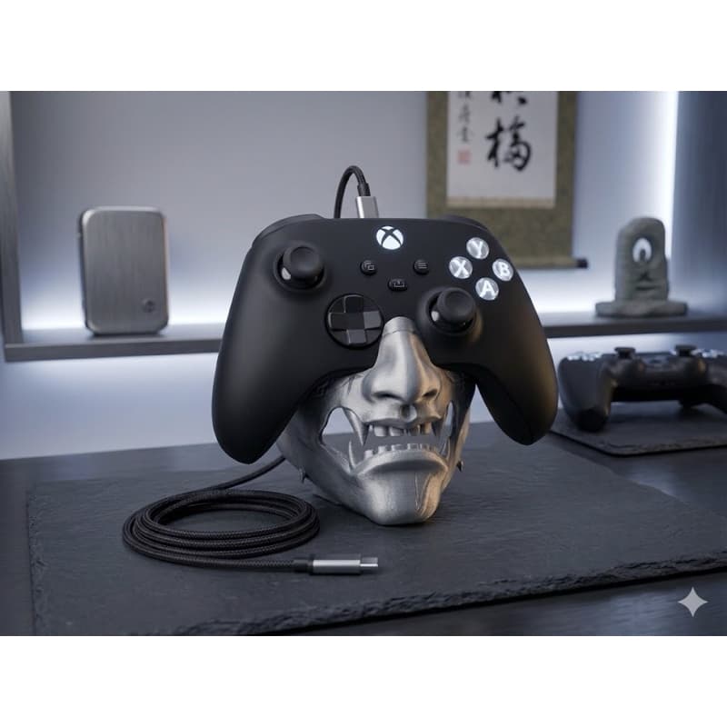 Suporte Controle PS5 PS4 Xbox Máscara Oni Japonesa 3D Decorativo Gamer Holder DualSense Oni Mask
