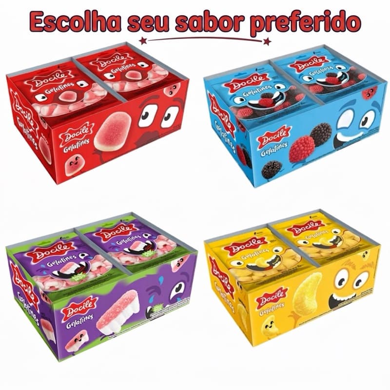 Mini Balas de Gelatina Docile 15g – Display com 12 Unidades