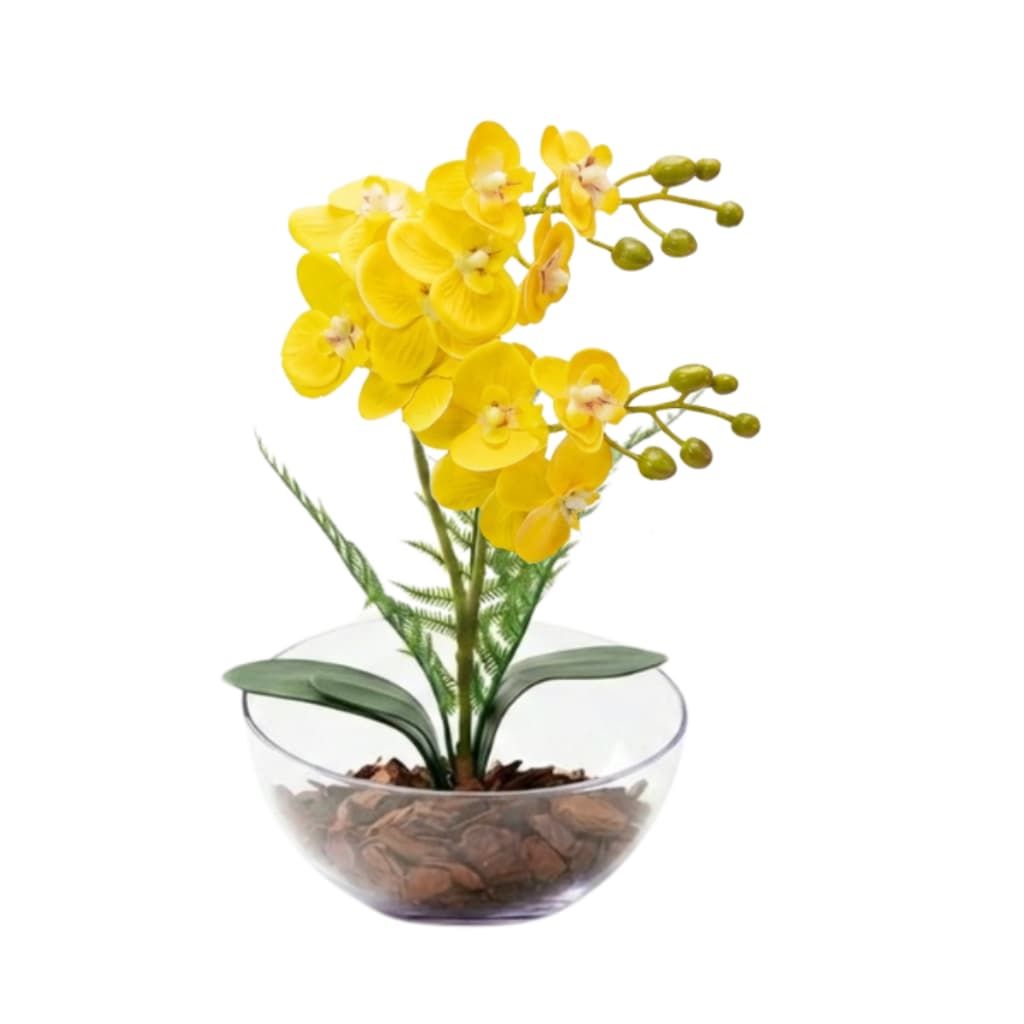 Planta Artificial Arranjo de Orquídeas Vaso Lua Decoração