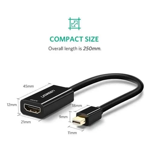 Ugreen 0.25M Mini dp to HDMI female converter cable 40360  Mini Displayport para HDMI