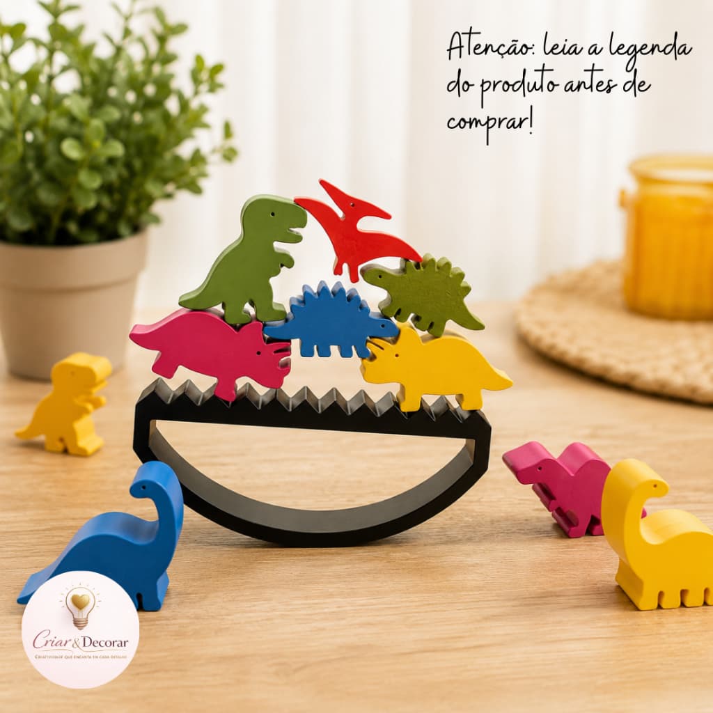 Brinquedo Torre Dinossauros Coordenação Motora Equilíbrio Infantil REF 106