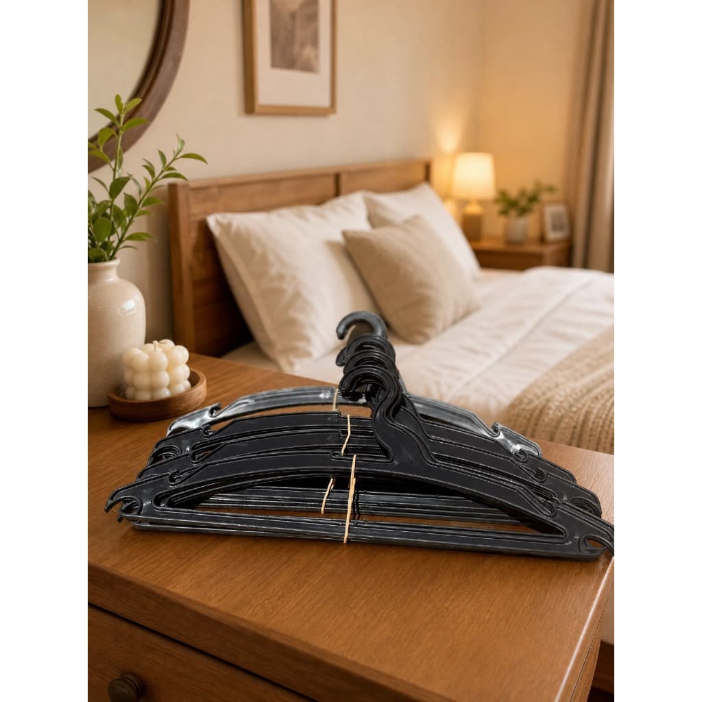 CABIDE PARA ROUPAS ADULTO GROSSO PRETO KIT 12 UN