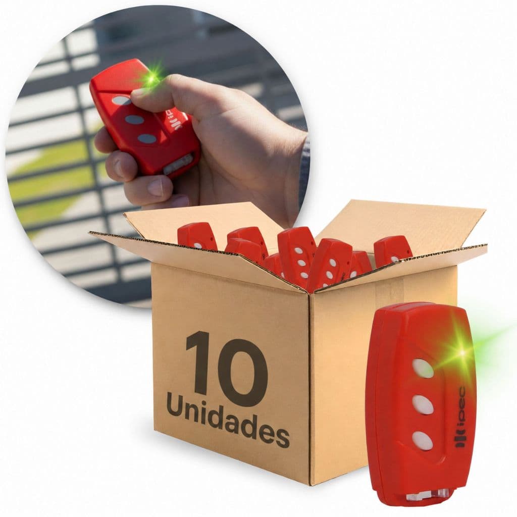 10 Controle Tx Vermelho Remoto Portão Eletrônico 433Mhz Ipec