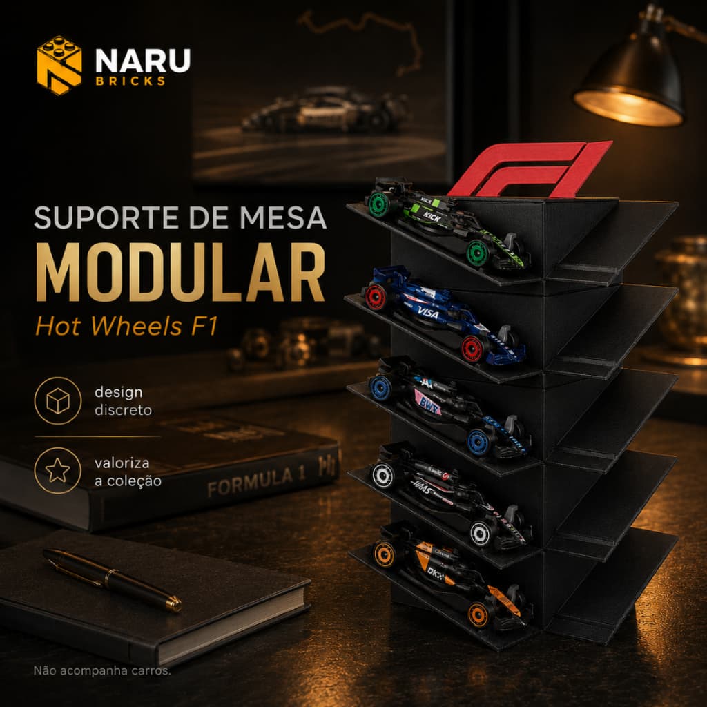 Suporte Modular F1 para Carrinhos Hot Wheels 1:64 | Expositor de Mesa