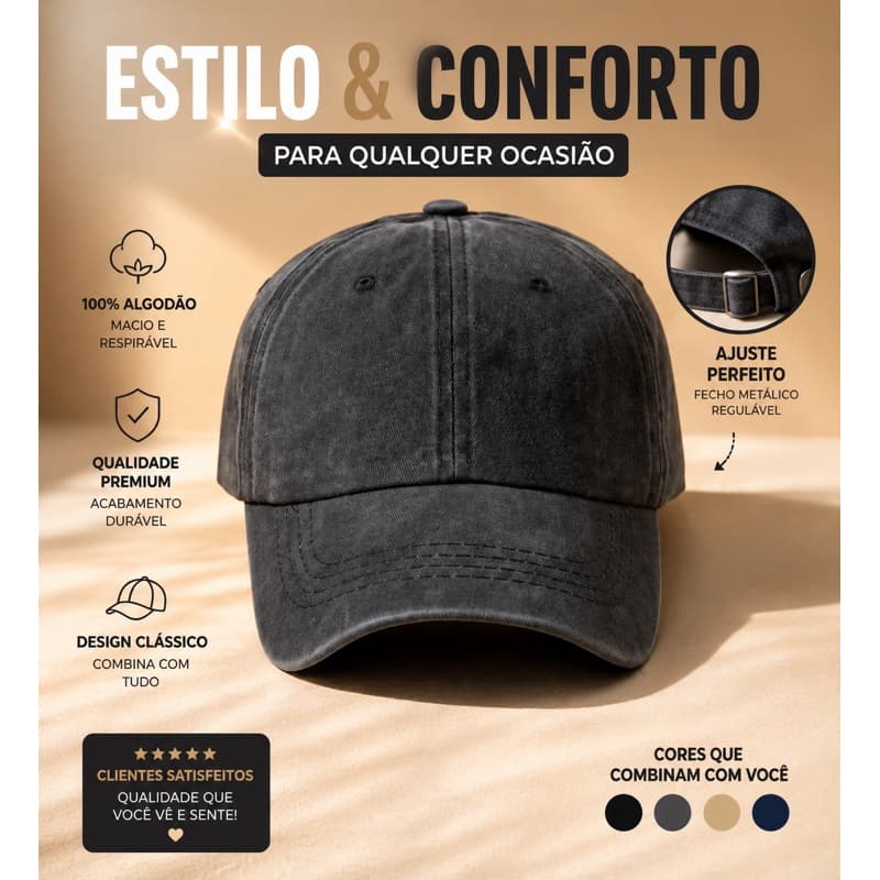 Boné grafite Unissex Ajustável Aba Curva Masculino Feminino Casual Premium