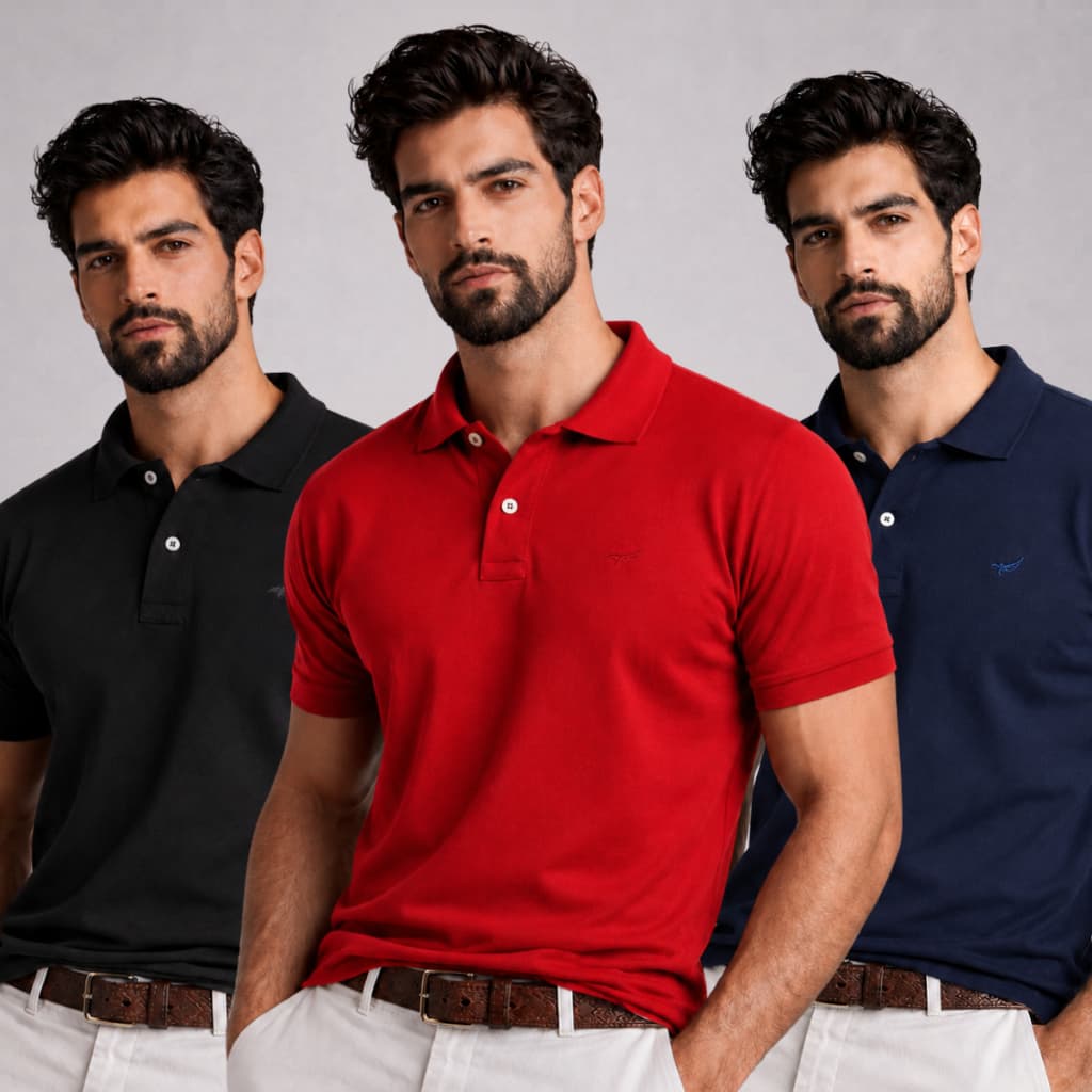 Kit 3 Camisa Polo Masculina Piquet Original Gola