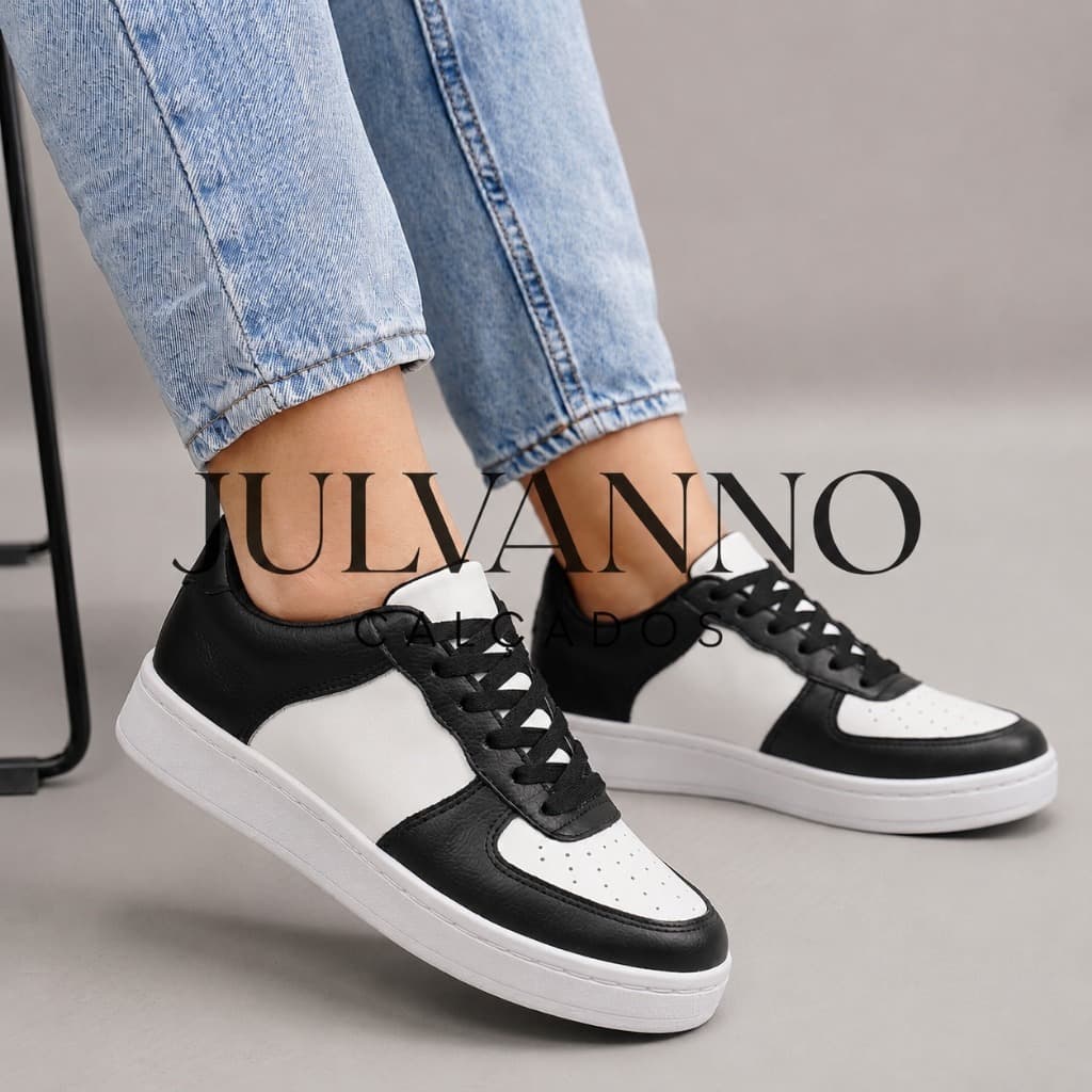 Tênis Plataforma Preto Branco Feminino Masculino Casual Academia Leve Premium
