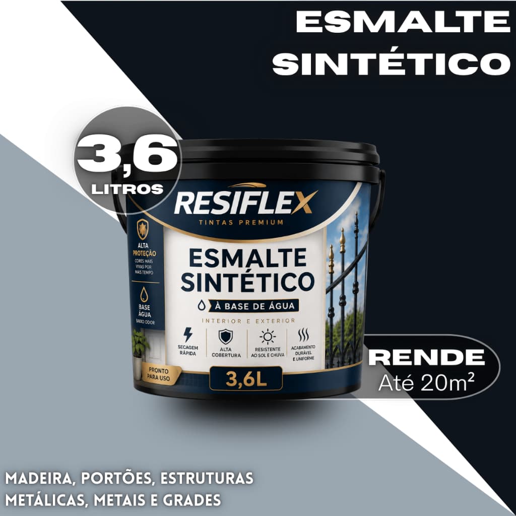 Esmalte Base Água 3,6L Para Grades Portas Janelas Móveis Madeira E Ferro Uso Interno Externo
