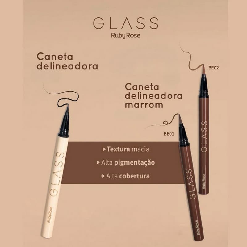 Ruby Rose Caneta Delineadora Glass Marrom Light Brown 0,6g