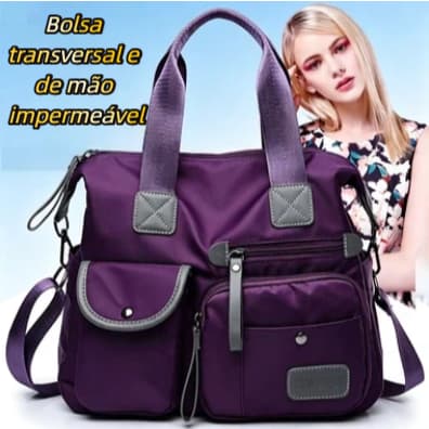 Bolsa Transversal Feminina de Nylon Impermeável, Ampla e Resistente, para Trabalho, Escola e Viagem
