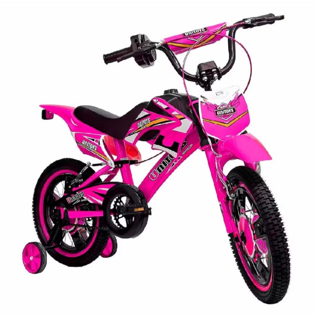 Bicicleta Infantil Aro 16 Rosa, Moto Cross Aro 16 Freio Duplo até 50kgpara Criança Feminina