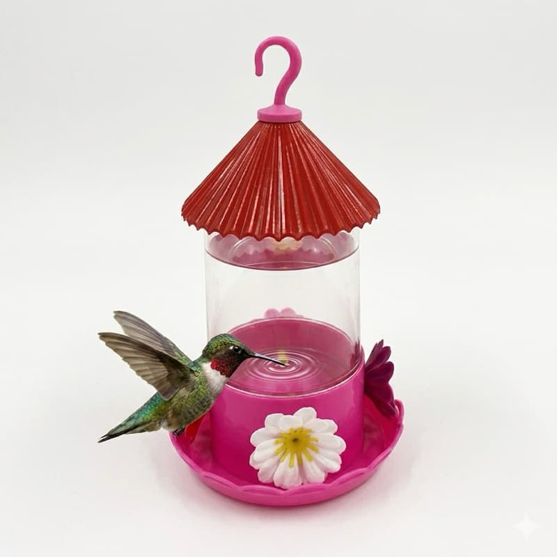 Bebedouro Para Beija-Flor Tipo Chapéu 250ml Com 4 Flores